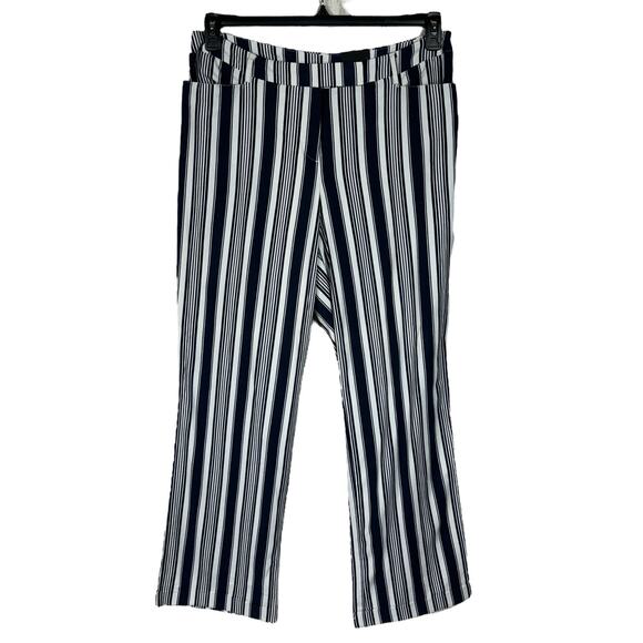 Lane Bryant SZ 16 LONG Lena Classic Trouser Pants Striped Curvy Fit Linen Blend - Picture 1 of 8